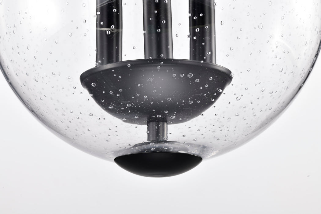 SATCO/NUVO Boliver 3 Light Pendant 11 Inch Matte Black Finish Clear Seeded Glass (60-7800)