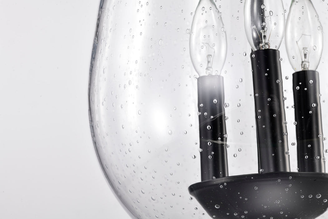 SATCO/NUVO Boliver 3 Light Pendant 11 Inch Matte Black Finish Clear Seeded Glass (60-7800)