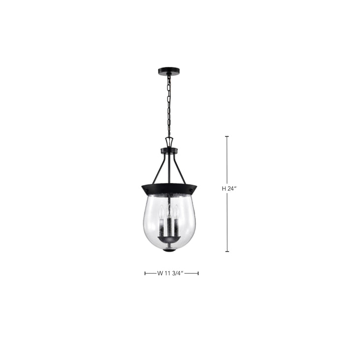 SATCO/NUVO Boliver 3 Light Pendant 11 Inch Matte Black Finish Clear Seeded Glass (60-7800)