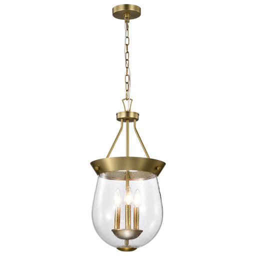 SATCO/NUVO Boliver 3 Light Pendant 11 Inch Vintage Brass Finish Clear Seeded Glass (60-7801)
