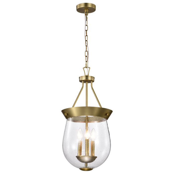 SATCO/NUVO Boliver 3 Light Pendant 11 Inch Vintage Brass Finish Clear Seeded Glass (60-7801)