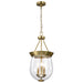 SATCO/NUVO Boliver 3 Light Pendant 11 Inch Vintage Brass Finish Clear Seeded Glass (60-7801)