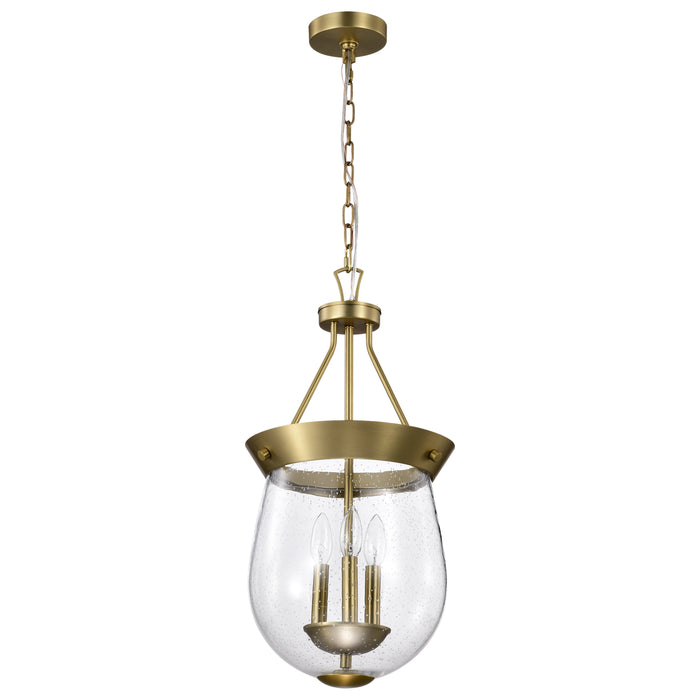 SATCO/NUVO Boliver 3 Light Pendant 11 Inch Vintage Brass Finish Clear Seeded Glass (60-7801)