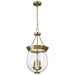 SATCO/NUVO Boliver 3 Light Pendant 11 Inch Vintage Brass Finish Clear Seeded Glass (60-7801)