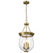 SATCO/NUVO Boliver 3 Light Pendant 11 Inch Vintage Brass Finish Clear Seeded Glass (60-7801)
