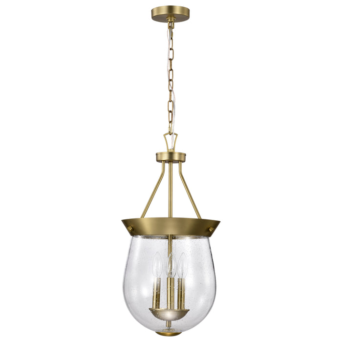 SATCO/NUVO Boliver 3 Light Pendant 11 Inch Vintage Brass Finish Clear Seeded Glass (60-7801)