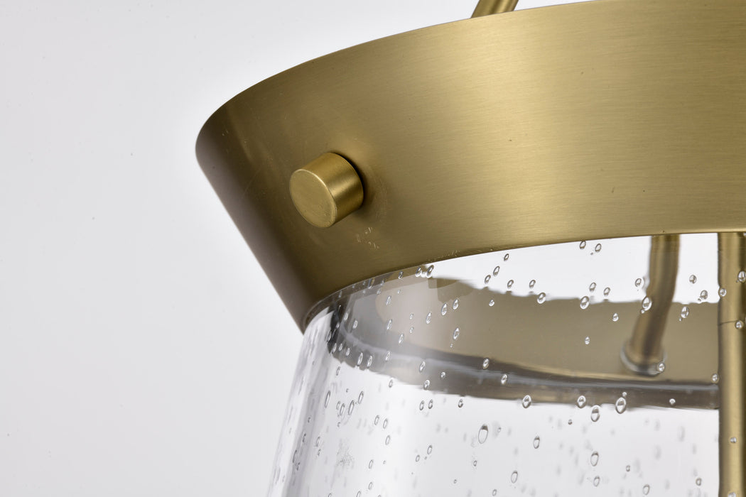 SATCO/NUVO Boliver 3 Light Pendant 11 Inch Vintage Brass Finish Clear Seeded Glass (60-7801)