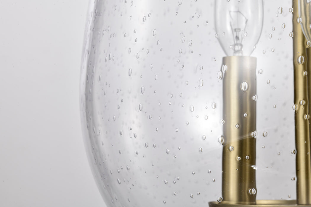 SATCO/NUVO Boliver 3 Light Pendant 11 Inch Vintage Brass Finish Clear Seeded Glass (60-7801)