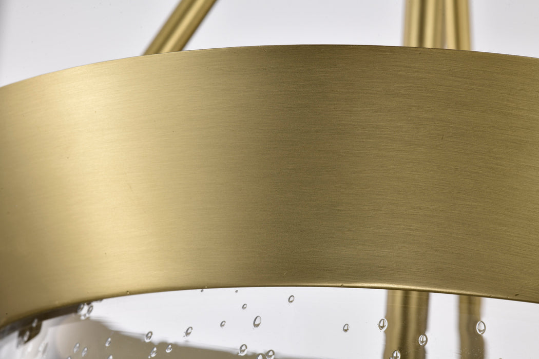 SATCO/NUVO Boliver 3 Light Pendant 11 Inch Vintage Brass Finish Clear Seeded Glass (60-7801)