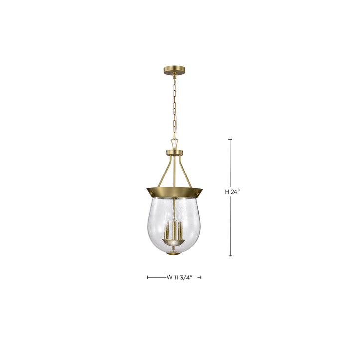 SATCO/NUVO Boliver 3 Light Pendant 11 Inch Vintage Brass Finish Clear Seeded Glass (60-7801)