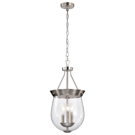 SATCO/NUVO Boliver 3 Light Pendant 11 Inch Brushed Nickel Finish Clear Seeded Glass (60-7802)