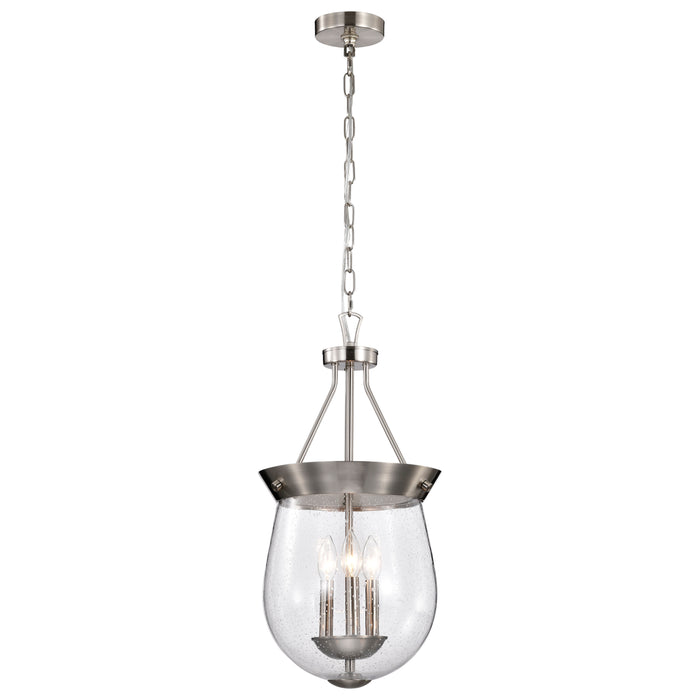 SATCO/NUVO Boliver 3 Light Pendant 11 Inch Brushed Nickel Finish Clear Seeded Glass (60-7802)