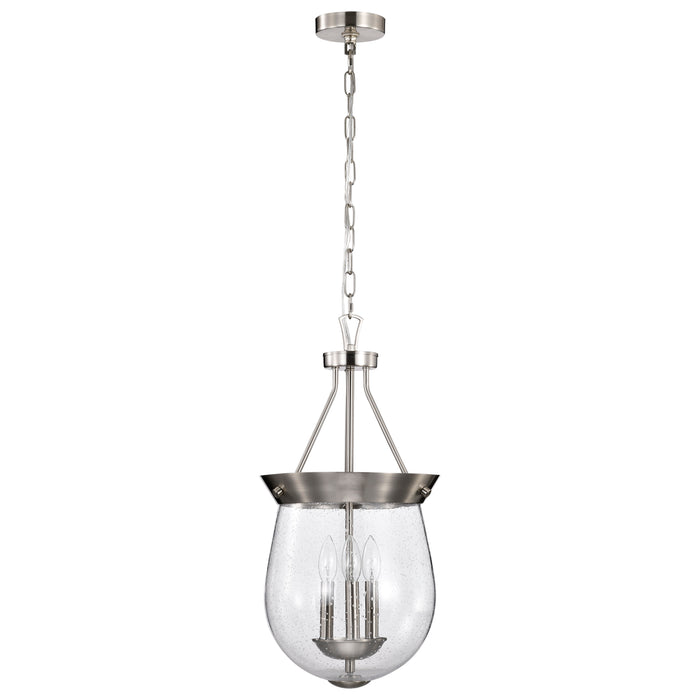 SATCO/NUVO Boliver 3 Light Pendant 11 Inch Brushed Nickel Finish Clear Seeded Glass (60-7802)