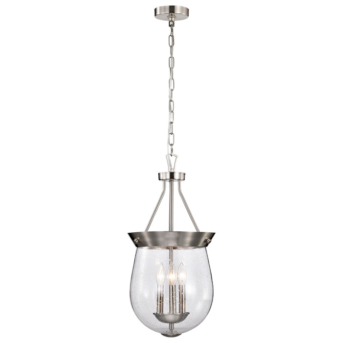 SATCO/NUVO Boliver 3 Light Pendant 11 Inch Brushed Nickel Finish Clear Seeded Glass (60-7802)