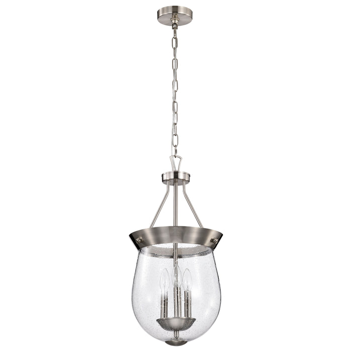 SATCO/NUVO Boliver 3 Light Pendant 11 Inch Brushed Nickel Finish Clear Seeded Glass (60-7802)