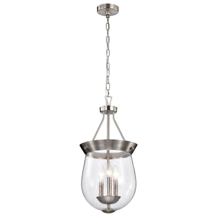 SATCO/NUVO Boliver 3 Light Pendant 11 Inch Brushed Nickel Finish Clear Seeded Glass (60-7802)