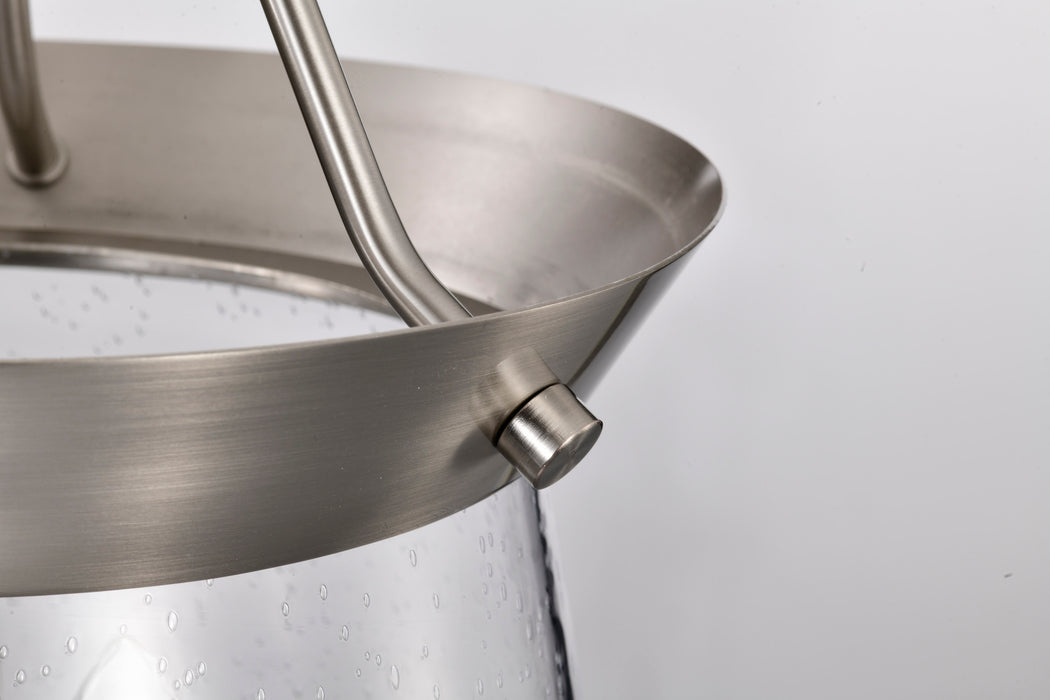 SATCO/NUVO Boliver 3 Light Pendant 11 Inch Brushed Nickel Finish Clear Seeded Glass (60-7802)