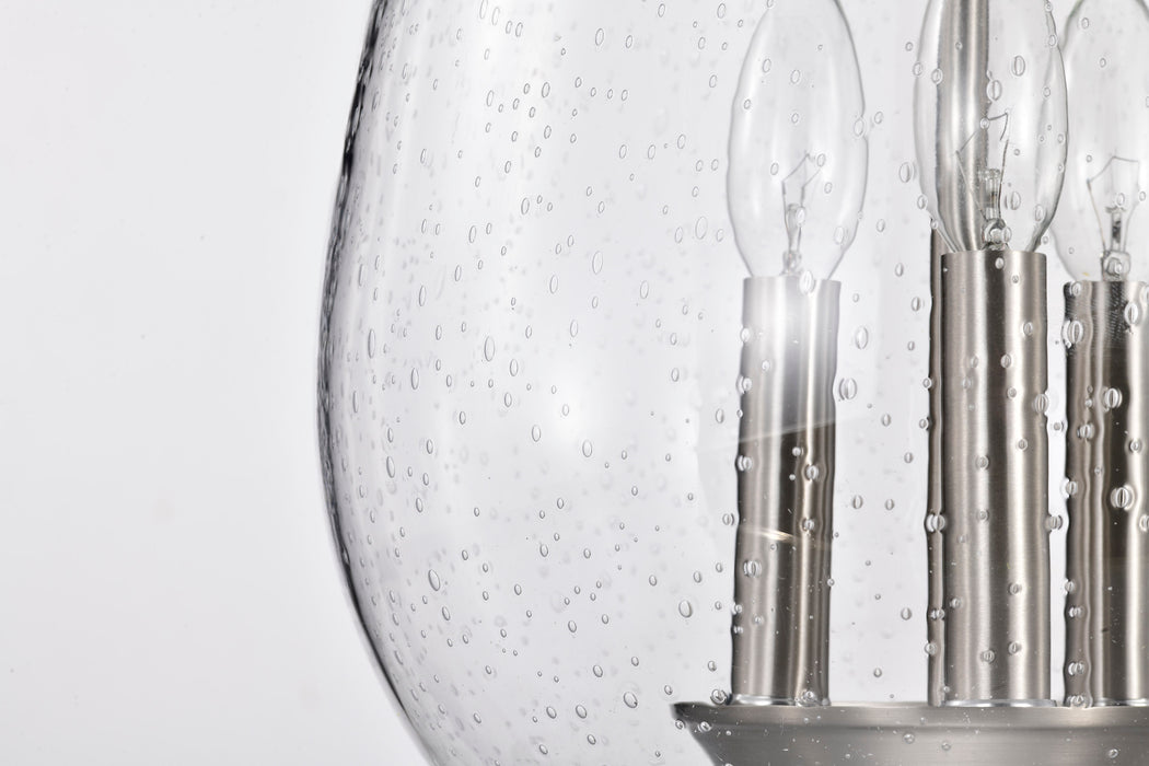 SATCO/NUVO Boliver 3 Light Pendant 11 Inch Brushed Nickel Finish Clear Seeded Glass (60-7802)