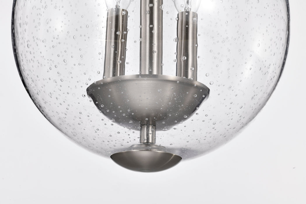 SATCO/NUVO Boliver 3 Light Pendant 11 Inch Brushed Nickel Finish Clear Seeded Glass (60-7802)