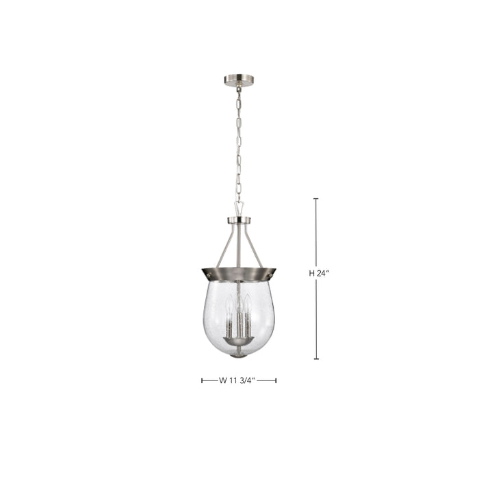 SATCO/NUVO Boliver 3 Light Pendant 11 Inch Brushed Nickel Finish Clear Seeded Glass (60-7802)