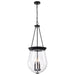 SATCO/NUVO Boliver 3 Light Pendant 14 Inch Matte Black Finish Clear Seeded Glass (60-7803)