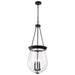 SATCO/NUVO Boliver 3 Light Pendant 14 Inch Matte Black Finish Clear Seeded Glass (60-7803)