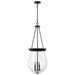 SATCO/NUVO Boliver 3 Light Pendant 14 Inch Matte Black Finish Clear Seeded Glass (60-7803)