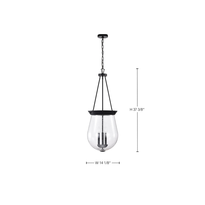 SATCO/NUVO Boliver 3 Light Pendant 14 Inch Matte Black Finish Clear Seeded Glass (60-7803)