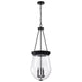 SATCO/NUVO Boliver 3 Light Pendant 14 Inch Matte Black Finish Clear Seeded Glass (60-7803)