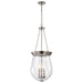 SATCO/NUVO Boliver 3 Light Pendant 14 Inch Brushed Nickel Finish Clear Seeded Glass (60-7805)