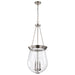 SATCO/NUVO Boliver 3 Light Pendant 14 Inch Brushed Nickel Finish Clear Seeded Glass (60-7805)