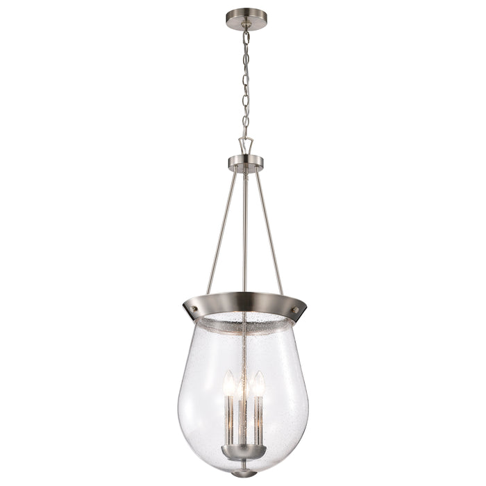 SATCO/NUVO Boliver 3 Light Pendant 14 Inch Brushed Nickel Finish Clear Seeded Glass (60-7805)