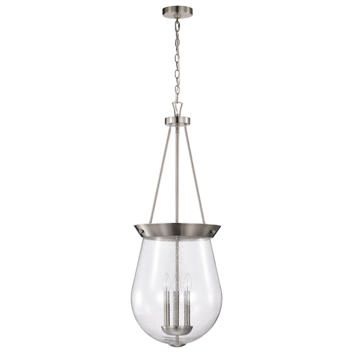 SATCO/NUVO Boliver 3 Light Pendant 14 Inch Brushed Nickel Finish Clear Seeded Glass (60-7805)