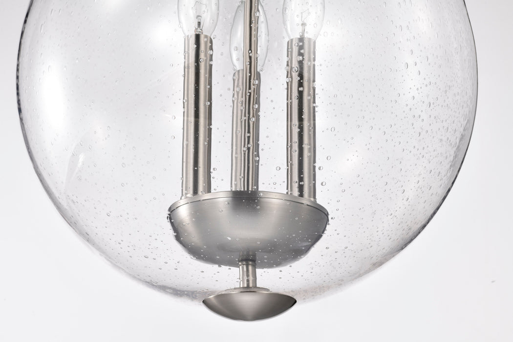 SATCO/NUVO Boliver 3 Light Pendant 14 Inch Brushed Nickel Finish Clear Seeded Glass (60-7805)