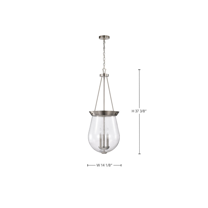 SATCO/NUVO Boliver 3 Light Pendant 14 Inch Brushed Nickel Finish Clear Seeded Glass (60-7805)