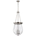 SATCO/NUVO Boliver 3 Light Pendant 14 Inch Brushed Nickel Finish Clear Seeded Glass (60-7805)