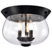 SATCO/NUVO Boliver 3 Light Flush Mount Matte Black Finish Clear Seeded Glass (60-7806)