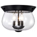 SATCO/NUVO Boliver 3 Light Flush Mount Matte Black Finish Clear Seeded Glass (60-7806)