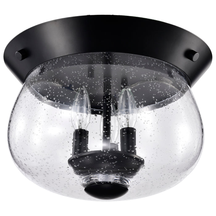 SATCO/NUVO Boliver 3 Light Flush Mount Matte Black Finish Clear Seeded Glass (60-7806)