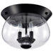 SATCO/NUVO Boliver 3 Light Flush Mount Matte Black Finish Clear Seeded Glass (60-7806)