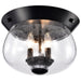 SATCO/NUVO Boliver 3 Light Flush Mount Matte Black Finish Clear Seeded Glass (60-7806)