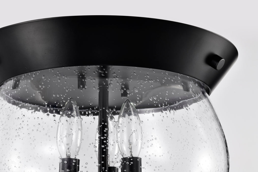 SATCO/NUVO Boliver 3 Light Flush Mount Matte Black Finish Clear Seeded Glass (60-7806)