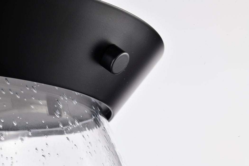 SATCO/NUVO Boliver 3 Light Flush Mount Matte Black Finish Clear Seeded Glass (60-7806)