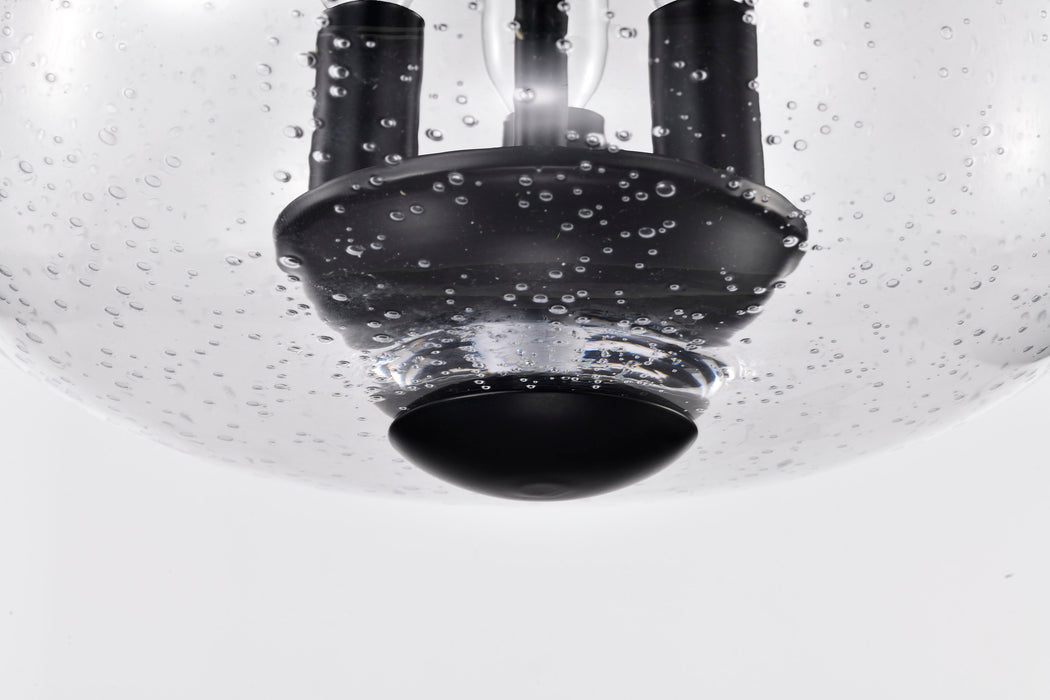 SATCO/NUVO Boliver 3 Light Flush Mount Matte Black Finish Clear Seeded Glass (60-7806)