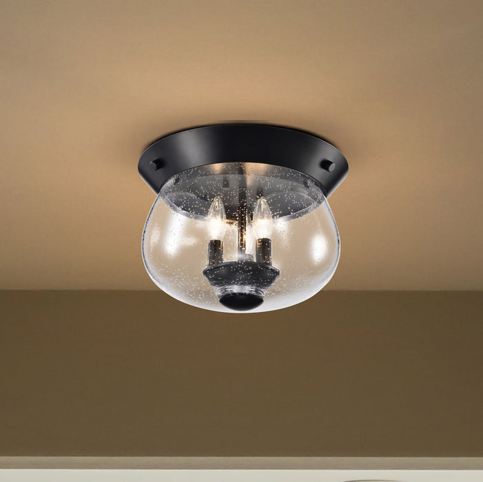SATCO/NUVO Boliver 3 Light Flush Mount Matte Black Finish Clear Seeded Glass (60-7806)