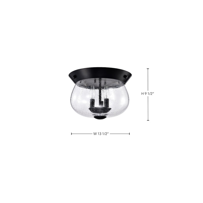 SATCO/NUVO Boliver 3 Light Flush Mount Matte Black Finish Clear Seeded Glass (60-7806)