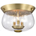 SATCO/NUVO Boliver 3 Light Flush Mount Vintage Brass Finish Clear Seeded Glass (60-7807)