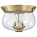 SATCO/NUVO Boliver 3 Light Flush Mount Vintage Brass Finish Clear Seeded Glass (60-7807)