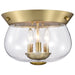 SATCO/NUVO Boliver 3 Light Flush Mount Vintage Brass Finish Clear Seeded Glass (60-7807)