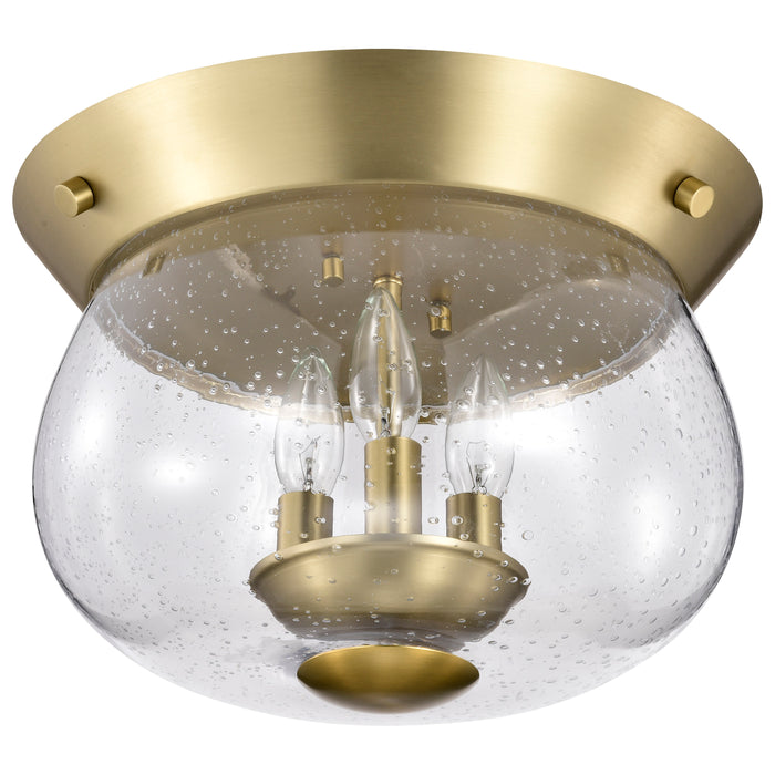 SATCO/NUVO Boliver 3 Light Flush Mount Vintage Brass Finish Clear Seeded Glass (60-7807)